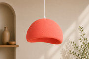 Coral Tree Textured Coral Orange Pendant Light for Dining Room, Kitchen Island & Café | Modern Oval Dome Hanging Lamp with E27 Holder | Adjustable 180 CM White Wire | Contemporary Decorative Ceiling Light