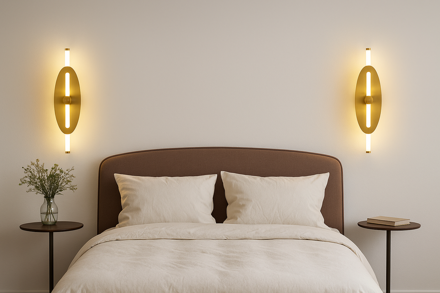 Modern Brass Wall Light for Bedroom & Living Room –