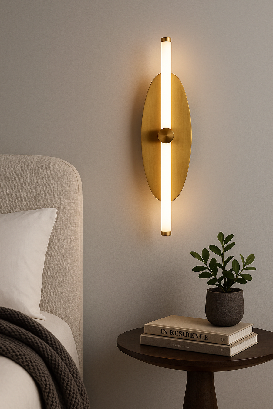 Modern Brass Wall Light for Bedroom & Living Room –