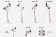 Modern Hand Sculpture Table Décor | Matte White Finish with Mirror Silver Spheres | Contemporary Decorative Accent for Living Room & Office