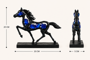 Black Horse Showpiece with Sapphire Blue Crystal Accents | Premium Resin Running Horse Sculpture | Feng Shui & Vastu Decor for Home, Office & Study Table | Symbol of Success & Prosperity