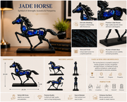 Black Horse Showpiece with Sapphire Blue Crystal Accents | Premium Resin Running Horse Sculpture | Feng Shui & Vastu Decor for Home, Office & Study Table | Symbol of Success & Prosperity