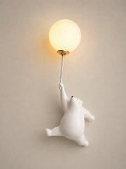 Bear Wall Light with Balloon Globe | Cute Kids Room Decorative Wall Lamp with G9 Bulb