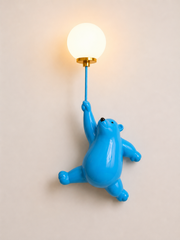 Bear Wall Light with Balloon Globe | Cute Kids Room Decorative Wall Lamp with G9 Bulb