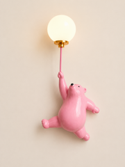 Bear Wall Light with Balloon Globe | Cute Kids Room Decorative Wall Lamp with G9 Bulb