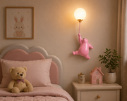 Bear Wall Light with Balloon Globe | Cute Kids Room Decorative Wall Lamp with G9 Bulb