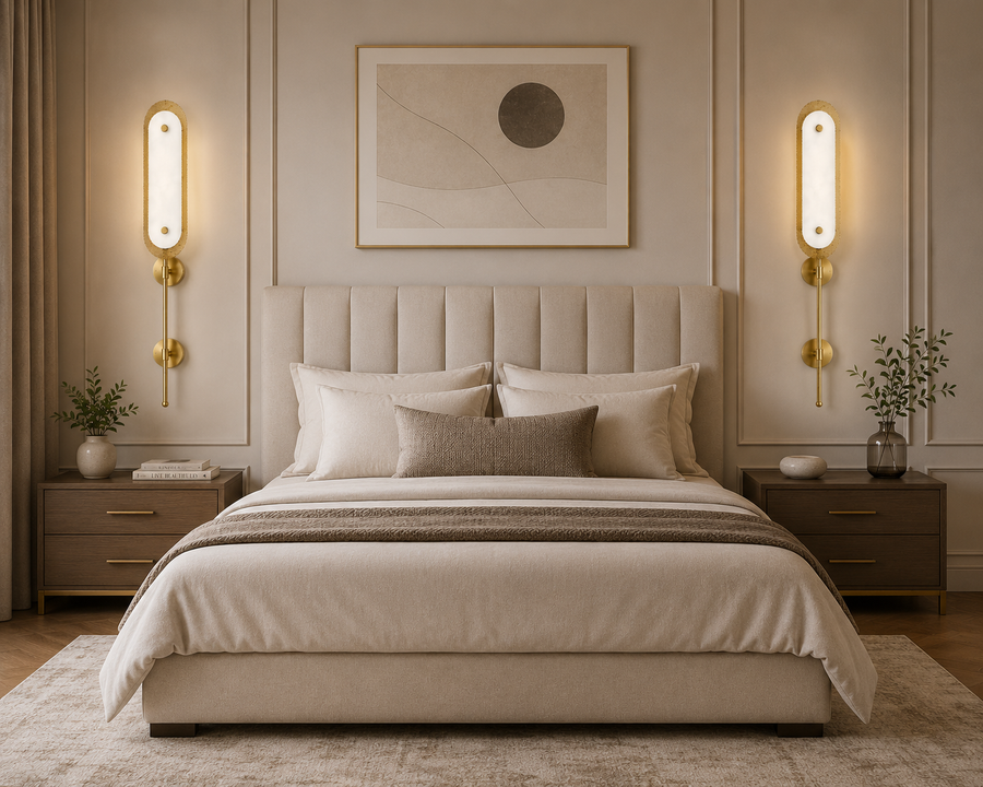 Modern Luxury Wall Light with Imitate Marble Diffuser & Metal Mesh Frame | In-Built 3 Colour LED Wall Sconce | Antique Brass Finish Decorative Wall Lamp for Bedroom, Living Room & Hallway | 85 x 12 x 10 CM