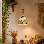 Handcrafted Pebble Resin Pendant Light for Living Room, Café & Kitchen | E27 Holder | Adjustable Hanging Light | Multicolor Mosaic Hanging Lamp