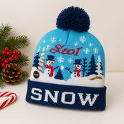 LED Christmas Gingerbread Man Woolen Beanie Cap – Free Size, Soft Knit Material, 5 White LEDs with Multiple Light Transitions – Perfect Festive Wear for All Age Groups