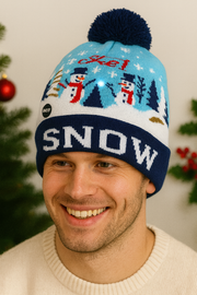 LED Christmas Gingerbread Man Woolen Beanie Cap – Free Size, Soft Knit Material, 5 White LEDs with Multiple Light Transitions – Perfect Festive Wear for All Age Groups