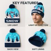 LED Christmas Gingerbread Man Woolen Beanie Cap – Free Size, Soft Knit Material, 5 White LEDs with Multiple Light Transitions – Perfect Festive Wear for All Age Groups