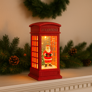 Coral Tree Red Santa Telephone Booth Christmas Night Lamp – Glitter Light Decoration with LED Glow & Pre-Installed Battery