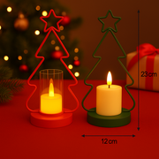 Coral Tree Set of 2 LED Christmas Tree Candle Holders – Red & Green Festive Lights