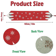 Red Christmas Table Runner – 70 x 13 Inch | Cotton Blend with Snowflake & Christmas