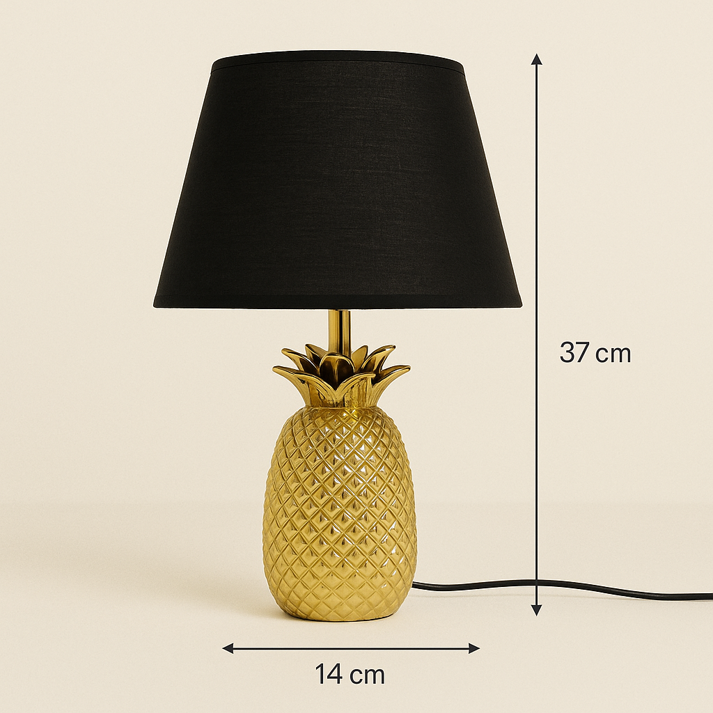 Coral Tree golden Pineapple Table Lamp with Black Fabric Shade