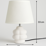 Modern Grey Table Lamp with Fabric Shade Concrete Texture Resin Base