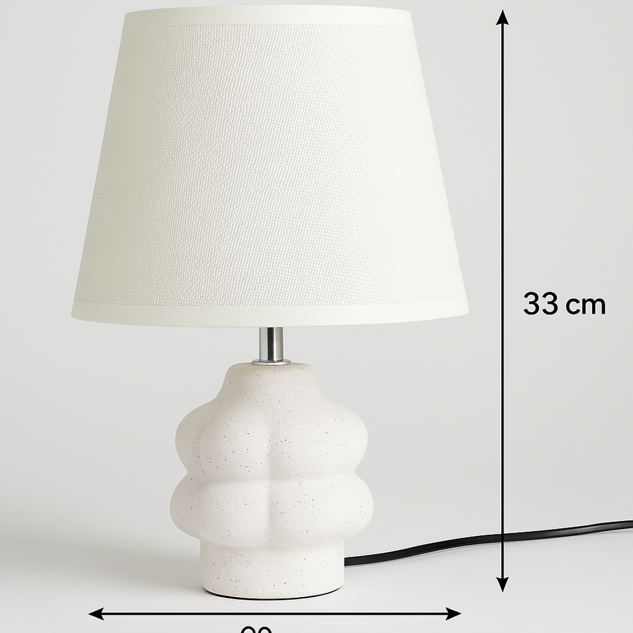 Modern Grey Table Lamp with Fabric Shade Concrete Texture Resin Base