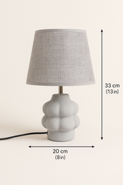 Modern Grey Table Lamp with Fabric Shade Concrete Texture Resin Base