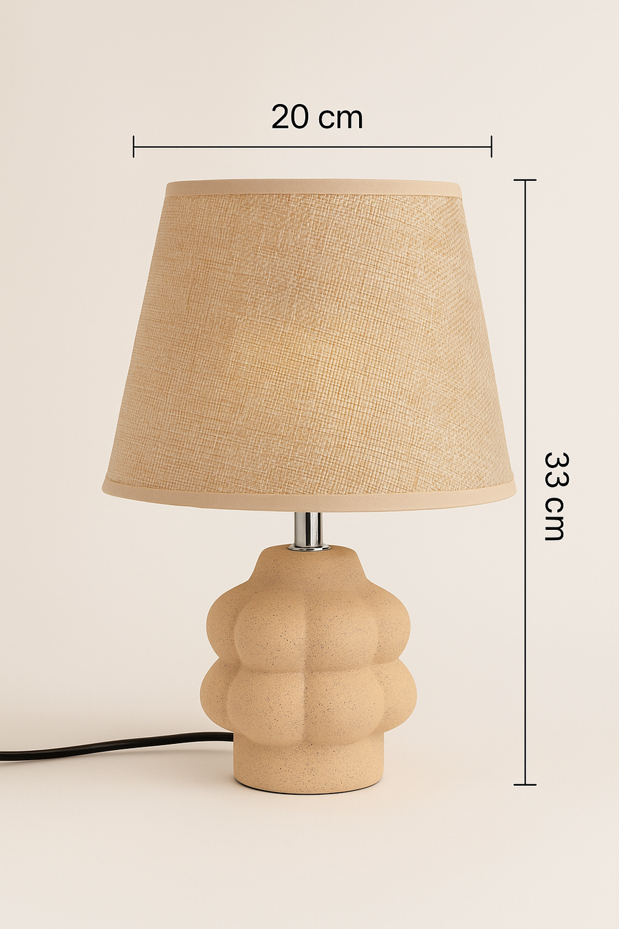 Modern Grey Table Lamp with Fabric Shade Concrete Texture Resin Base
