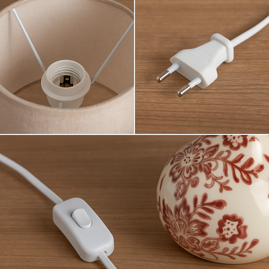 Handcrafted Ceramic Table Lamp with Linen Shade