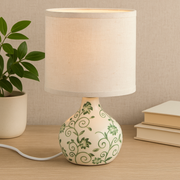 Handcrafted Ceramic Table Lamp with Linen Shade