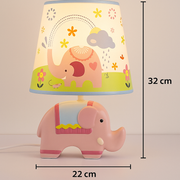 Adorable Pink Elephant Kids Table Lamp – Ceramic Base with Printed Fabric Shade, 32 cm × 22 cm