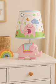 Adorable Pink Elephant Kids Table Lamp – Ceramic Base with Printed Fabric Shade, 32 cm × 22 cm