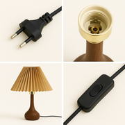Natural Wooden Table Lamp with Pleated Shade