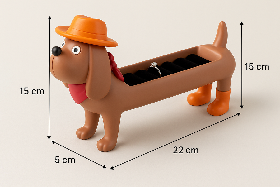 Resin Dog-Shaped Ring Organizer Jewelry Holder for Rings