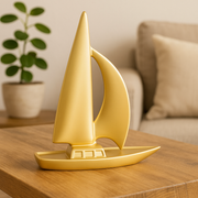 Golden Resin Sailboat Decorative Showpiece – 22 cm