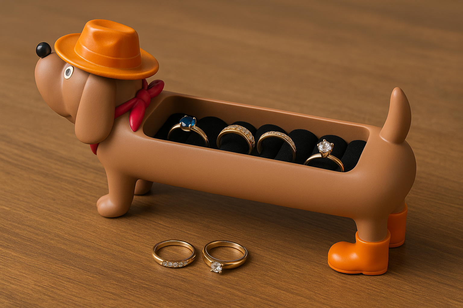 Resin Dog-Shaped Ring Organizer Jewelry Holder for Rings
