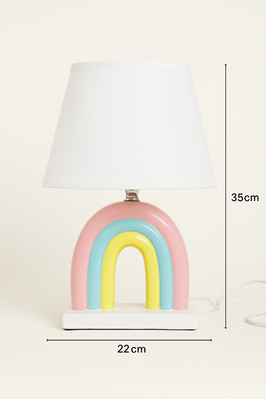 Pastel Rainbow Ceramic Table Lamp – Cute Bedside Lamp for Kids’ Room & Nursery