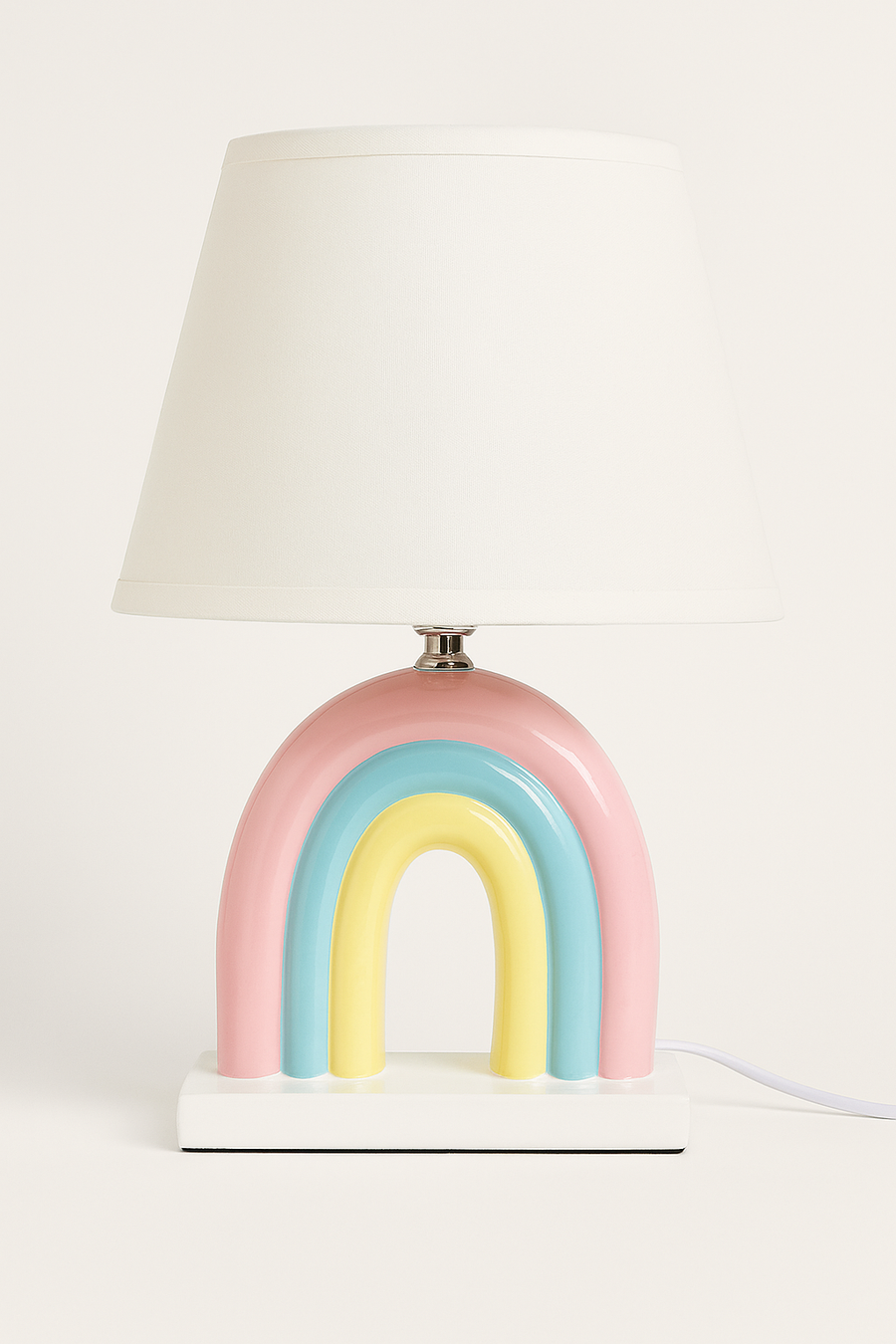Pastel Rainbow Ceramic Table Lamp – Cute Bedside Lamp for Kids’ Room & Nursery