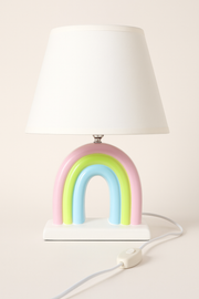 Pastel Rainbow Ceramic Table Lamp – Cute Bedside Lamp for Kids’ Room & Nursery