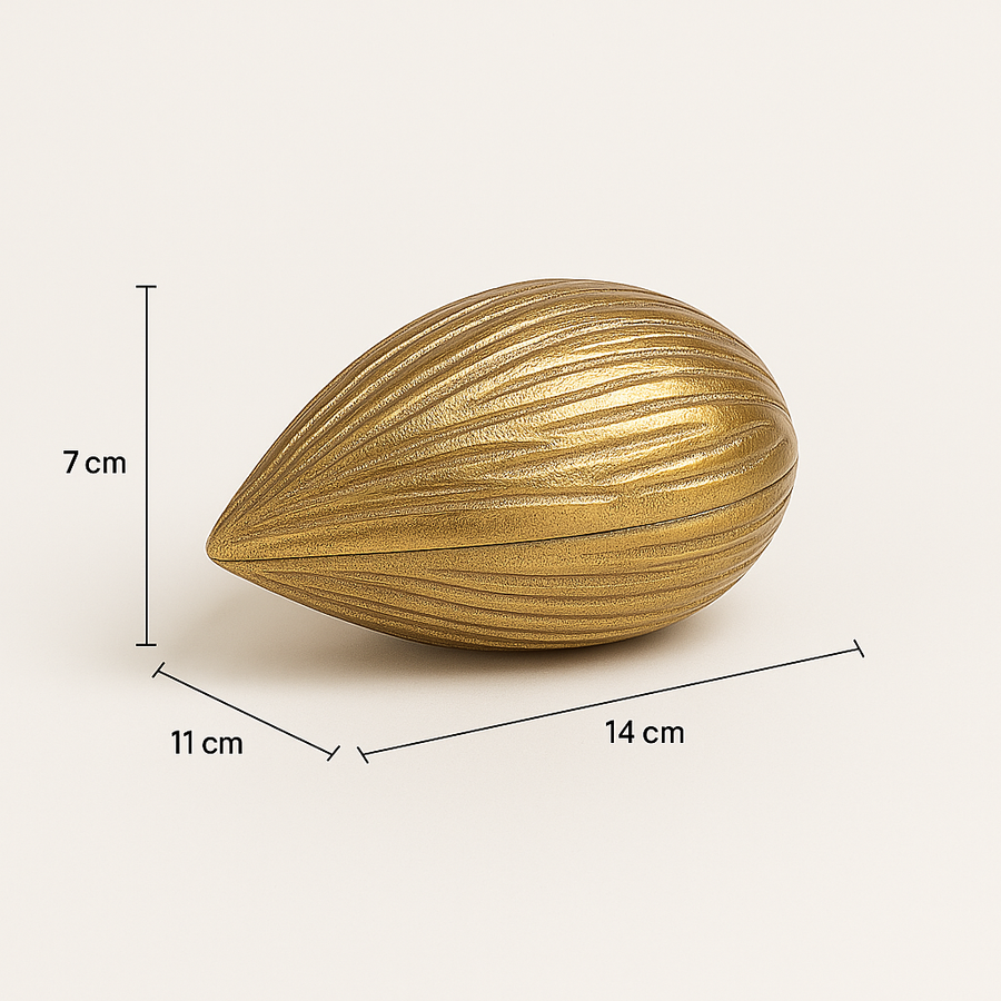 Premium Golden Almond-Shaped Candle with Lid | Pre-Filled Aroma Wax | Decorative Metal Container