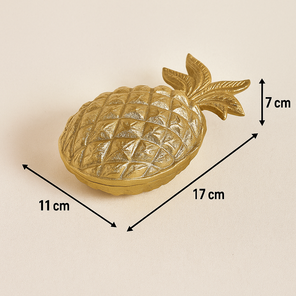 Coral Tree Pineapple Shaped Decorative Candle Holder with Lid – Gold Finish, 2-Wick Wax Candl
