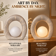 Coral Tree Sculptural Oval Table Lamp with Frosted Globe | Stone-Inspired Decorative Bedside Lamp