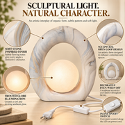 Coral Tree Sculptural Oval Globe Table Lamp | Stone-Inspired Artistic Decorative Lamp | Frosted Globe Ambient Light