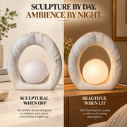 Coral Tree Sculptural Oval Globe Table Lamp | Stone-Inspired Artistic Decorative Lamp | Frosted Globe Ambient Light