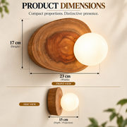Coral Tree Natural Wood Globe Wall Light | Organic Wooden Wall Sconce with Frosted Glass Globe