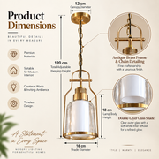 Coral Tree Modern Double-Layer Glass Pendant Light – Antique Brass & White