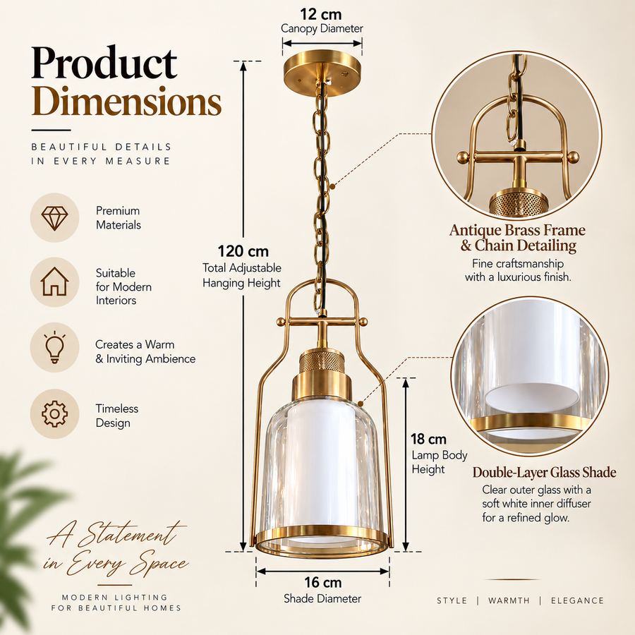 Coral Tree Modern Double-Layer Glass Pendant Light – Antique Brass & White