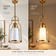 Coral Tree Modern Double-Layer Glass Pendant Light – Antique Brass & White
