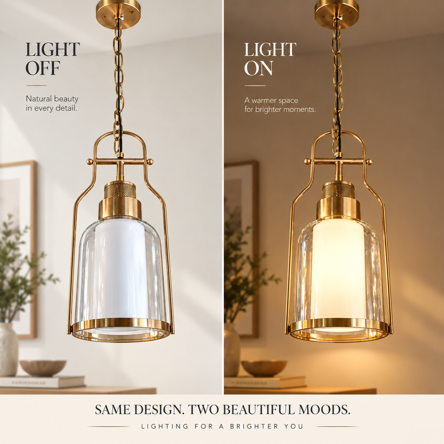 Coral Tree Modern Double-Layer Glass Pendant Light – Antique Brass & White