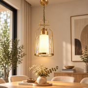 Coral Tree Modern Double-Layer Glass Pendant Light – Antique Brass & White