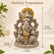 Coral Tree Eco-Friendly Lord Ganesha   6 inch Idol for Ganesh Chaturthi, Handcrafted Clay Ganpati Murti with Antique Gold Accents