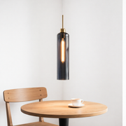 Modern Smoke Glass Pendant Light with Gold Finish & T30 Bulb | Adjustable Hanging Ceiling Lamp (41 cm Shade)