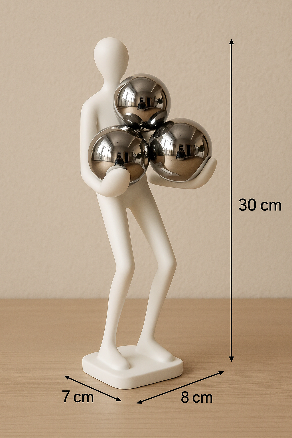 Modern Resin Table Decor Figurine with Golden Spheres – Minimalist Home Accent