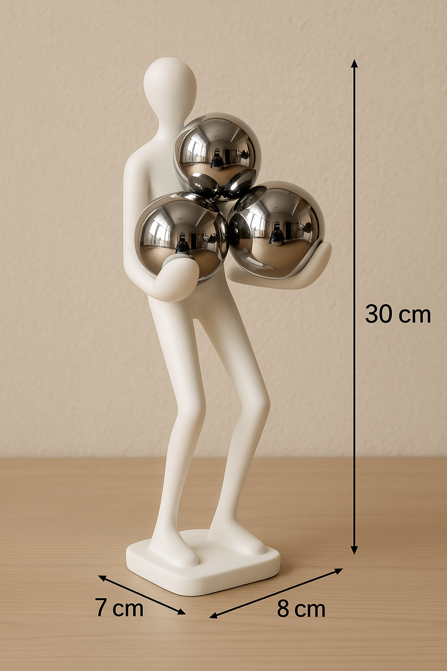 Modern Resin Table Decor Figurine with Golden Spheres – Minimalist Home Accent