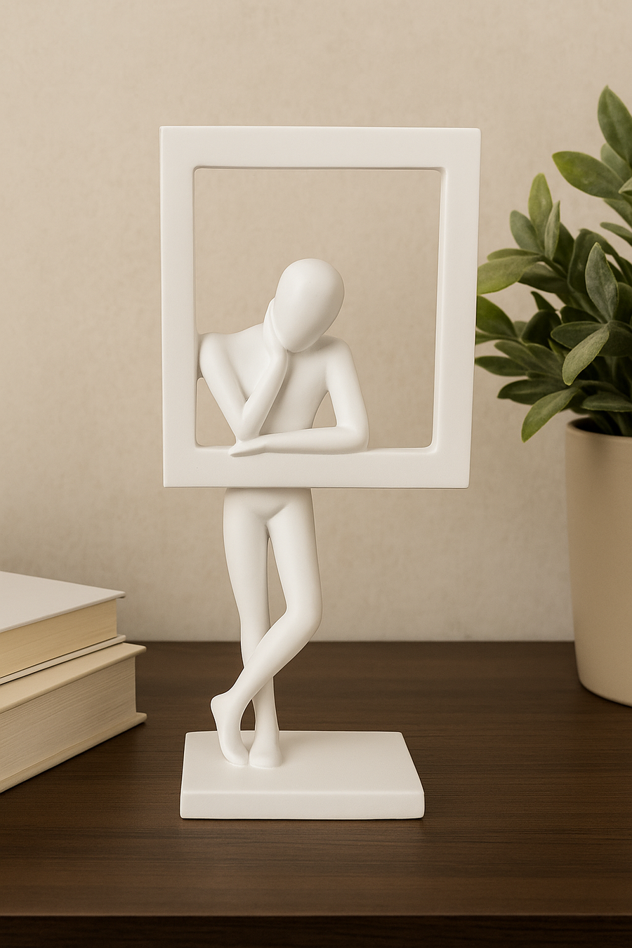 Elegant White Resin Abstract Table Decor Sculpture